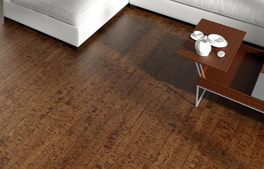 Пробковый пол клеевой Corkstyle Eco Cork Linea Chocco 915×305×6 фото в интерьере